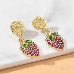 Brass Micro Pave Cubic Zirconia Dangle Stud Earrings for Women&nbsp;EJEW-A167-03B-G