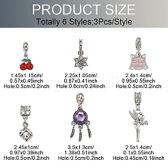 18Pcs 6 Styles Alloy Enamel with Crystal Rhinestone European Dangle Charms&nbsp;FIND-YW0006-85