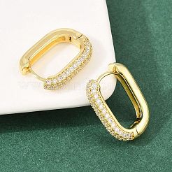 Rectangle Brass Micro Pave Clear Cubic Zirconia Hoop Earrings&nbsp;EJEW-D348-11G