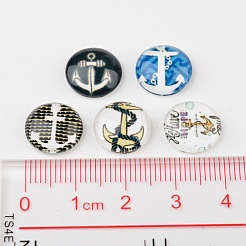 Helm &  Anchor Printed Glass Cabochons&nbsp;X-GGLA-A002-12mm-WW
