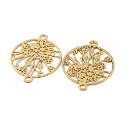 Rack Plating Brass Hollow Out Flower Connector Charms&nbsp;KKC-D001-21KCG