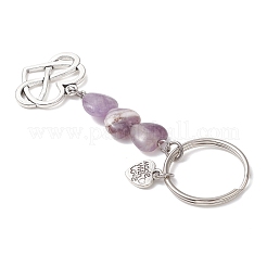 Heart Natural Mixed Gemstone Keychains&nbsp;KEYC-JKC01455