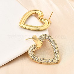Brass Micro Pave Clear Cubic Zirconia Stud Earrings&nbsp;EJEW-C147-01B-G