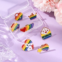 7Pcs 7 Styles Pride Rainbow Theme Enamel Pins&nbsp;JEWB-FP0001-04