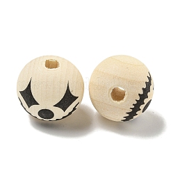Printed Wood European Beads&nbsp;WOOD-G022-08B-17