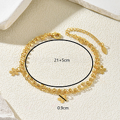 Summer Brass Double Layer Flower Charm Anklets for Women&nbsp;UY3935
