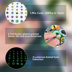 60Pcs 30 Style Luminous Glass Eyes Cabochons&nbsp;GLAA-CA0001-56