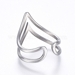 Tarnish Resistant Hollow 304 Stainless Steel Cuff Finger Rings&nbsp;RJEW-H126-46P-16mm