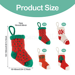 4Pcs 4 Styles Christmas Polyester Socks Pendant Decorations&nbsp;AJEW-TA0003-29B