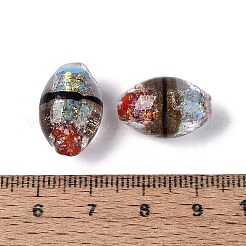 Two Tone Color Handmade Foil Glass Beads&nbsp;FOIL-Q001-01D