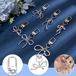 6Pcs 6 Styles Alloy Bowknot Pendant Decorations&nbsp;HJEW-SP0001-66P