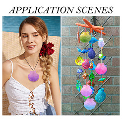 10Pcs 5 Colors Spray Painted Natural Scallop Shell Big Pendants&nbsp;SSHEL-TA0001-23