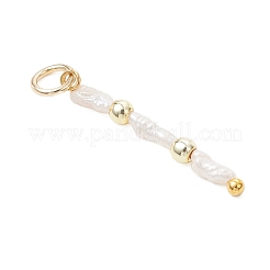 Natural Baroque Keshi Pearl & Electroplate Synthetic Non-magnetic Hematite Beaded Pendants&nbsp;PALLOY-JF05012-01