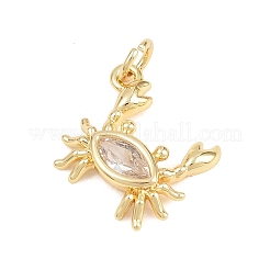 Brass Micro Pave Clear Cubic Zirconia Charms&nbsp;KK-D258-06G-02