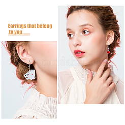 3 Set 3 Styles Playing Card Theme Resin Dangle Earrings with Alloy Pins&nbsp;EJEW-FI0003-01