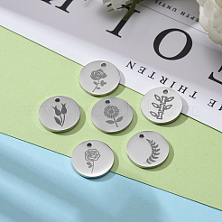 12Pcs 6 Style 304 Stainless Steel Plant Charms&nbsp;STAS-CJ0001-140