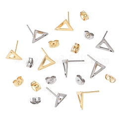 16Pcs 2 Colors 201 Stainless Steel Stud Earring Findings with Hole&nbsp;EJEW-FS0001-17