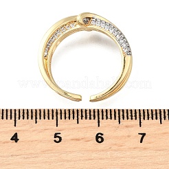Brass Micro Pave Cubic Zirconia Open Cuff Rings&nbsp;RJEW-D313-09PG