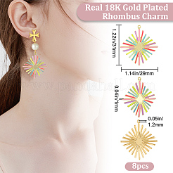8Pcs Real 18K Gold Plated Rack Plating Eco-Friendly Brass Enamel Pendants&nbsp;KK-BBC0007-46