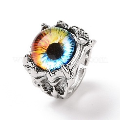 Evil Eye Glass Wide Band Rings for Men&nbsp;LS-RJEW-E017-01AS-01