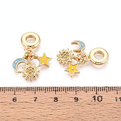Brass Micro Pave Clear Cubic Zirconia and Enamel European Dangle Charms&nbsp;KK-T079-73G