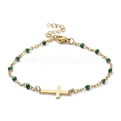 Ion Plating(IP) 304 Stainless Steel with Enamal Chain Bracelets&nbsp;BJEW-K226-03G
