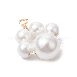 3Pcs 3 Sizes Copper Wire Wrapped Shell Pearl Beaded Pendants&nbsp;PALLOY-JF02984