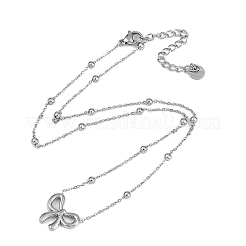 304 Stainless Steel Bowknot Pendant Satellite Chain Necklaces&nbsp;NJEW-I129-06P