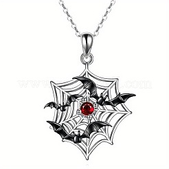Halloween Alloy Siam Rhinestone Spider Web with Black Bat Pendant Necklaces&nbsp;WGB5650-01