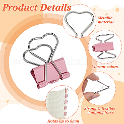 120Pcs Iron Heart-Shaped Pink Binder Clips&nbsp;OFST-DR0002-02