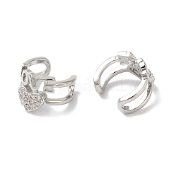 Heart & Word Love Brass Micro Pave Cubic Zirconia Cuff Earrings for Women&nbsp;EJEW-P281-05P