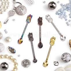 5Pcs 5 Colors Cat Shape Alloy Rhinestone Spoon&nbsp;FIND-DR0001-61