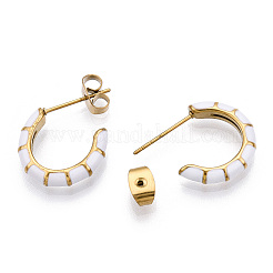 Enamel C-shape Stud Earrings&nbsp;EJEW-N052-05C
