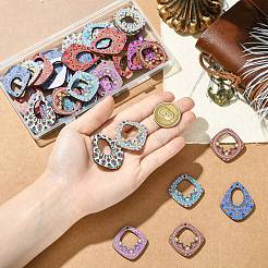 40Pcs 8 Styles Printed Basswood Pendants&nbsp;WOOD-CJ0002-48