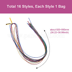 16 Bags 16 Style Metallic/Polyester/Organza/Yarn Cords Cords Hair Braiding String&nbsp;OHAR-KS0001-01