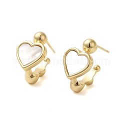 Shell Heart Stud Earrings&nbsp;EJEW-K287-01G-B