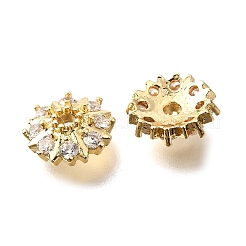 Flat Round Brass Micro Pave Cubic Zirconia Spacer Beads&nbsp;KK-L230-10G