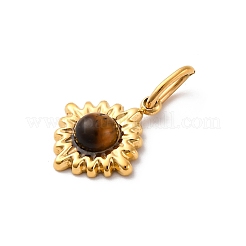 Natural Tiger Eye Rhombus Charms&nbsp;STAS-I331-32G