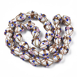 Handmade Gold Sand Lampwork Beads Strands&nbsp;LAMP-N021-40A