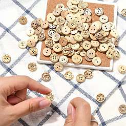 160Pcs 16 Styles Natural Coconut Husk Buttons&nbsp;COCO-CJ0001-01