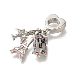 Rack Plating Alloy Crystal Rhinestone European Dangle Charms&nbsp;PALLOY-P307-21P
