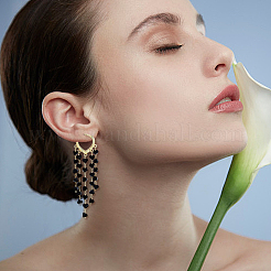 2 Pairs 2 Colors Dyed Natural Quartz Crystal Chips Tassel Earrings&nbsp;EJEW-FI0001-85