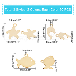 120Pcs 6 Style 201 Stainless Steel Charms&nbsp;STAS-DC0005-31
