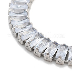 Brass Pave Clear Cubic Zirconia Rectangle Link Bracelets&nbsp;BJEW-YWC0002-11B-P