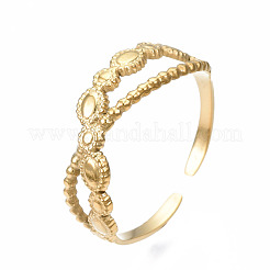304 Stainless Steel Criss Cross Open Cuff Ring&nbsp;RJEW-T023-71G