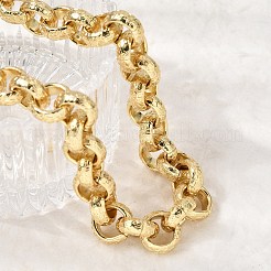 12MM Brass Textured Rolo Chain Necklaces&nbsp;NJEW-L013-08G