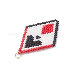 MIYUKI Delica Glass Seed Beaded Palying Card Pendants&nbsp;PALLOY-MZ01065-01