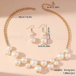 Alloy & Round Plastic Pearl Beaded Necklaces & Dangle Earrings Sets&nbsp;FS-WGB7CD7-01