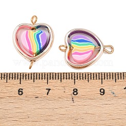 CCB Plastic Frame with Polymer Clay Rainbow Beads Links Connector Charms&nbsp;KK-D103-08D-RG