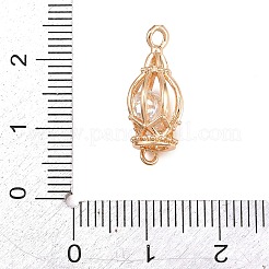 Brass Birdcage Links Connector Charms with Clear Cubic Zirconia Beads Inside&nbsp;KK-D265-03G